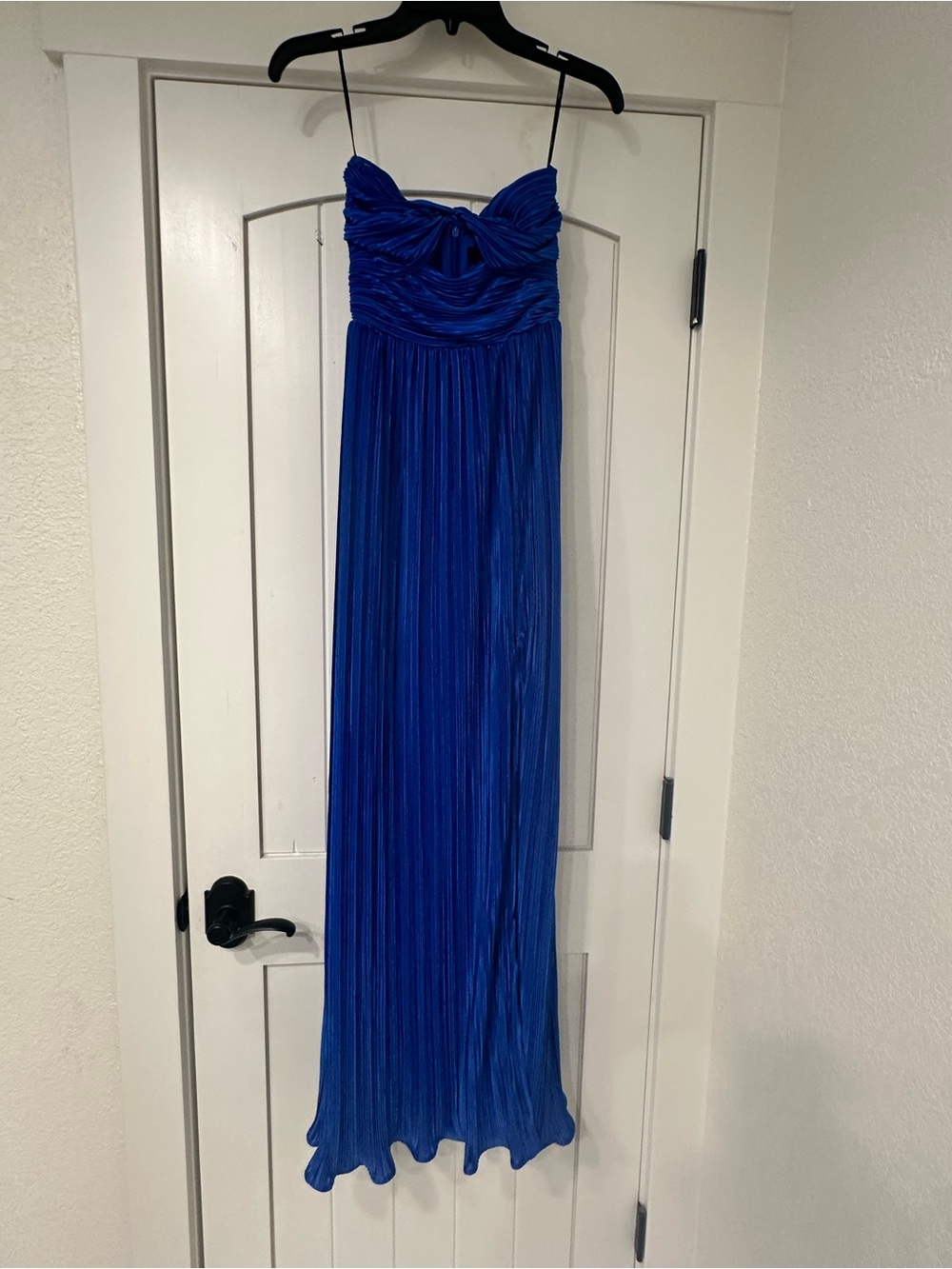 Lulu's Strapless Royal Blue Pleated Maxi Dress